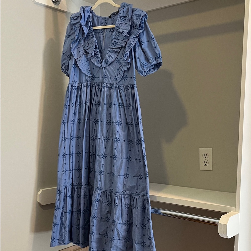 Zara Blue Embroidered Dress